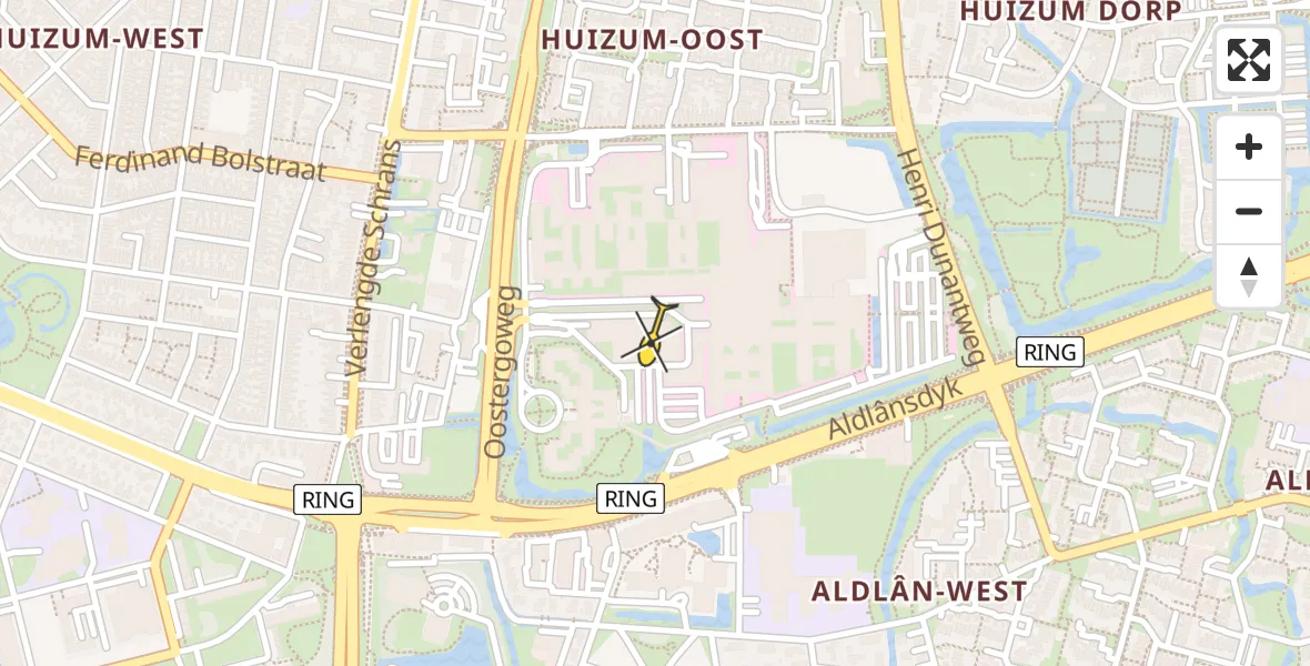 Routekaart van de vlucht: Ambulancehelikopter naar Leeuwarden