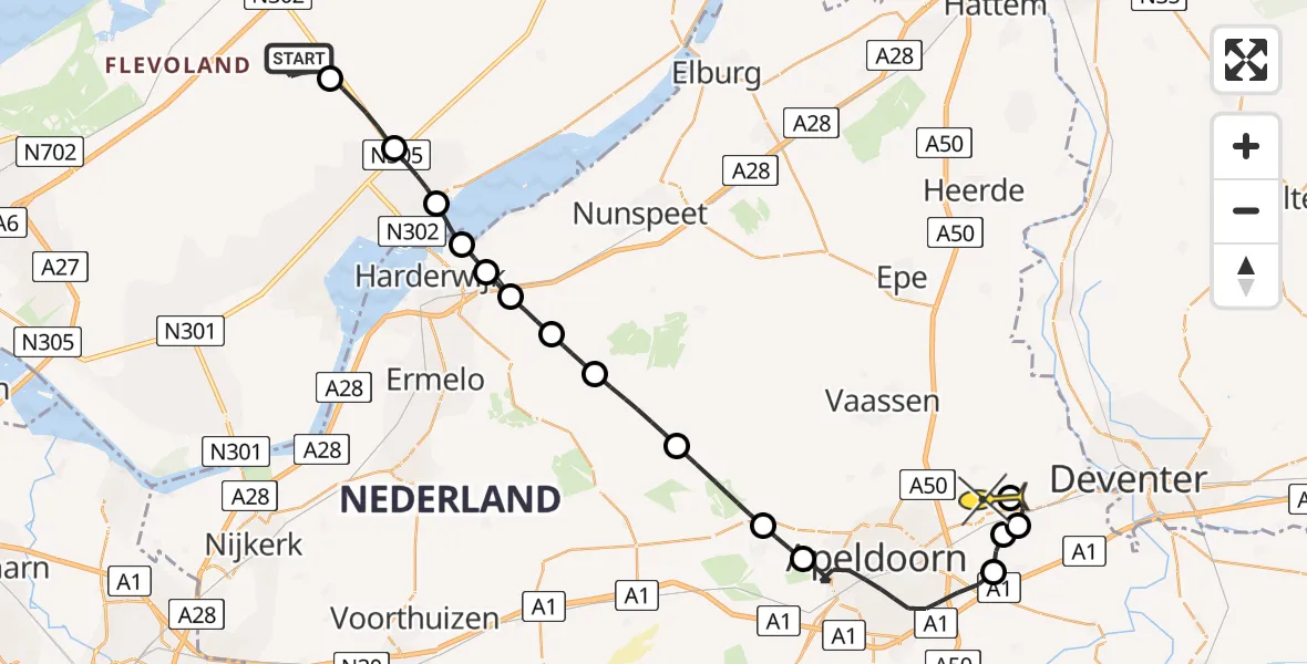Routekaart van de vlucht: Traumaheli naar Vliegveld Teuge, Talingweg
