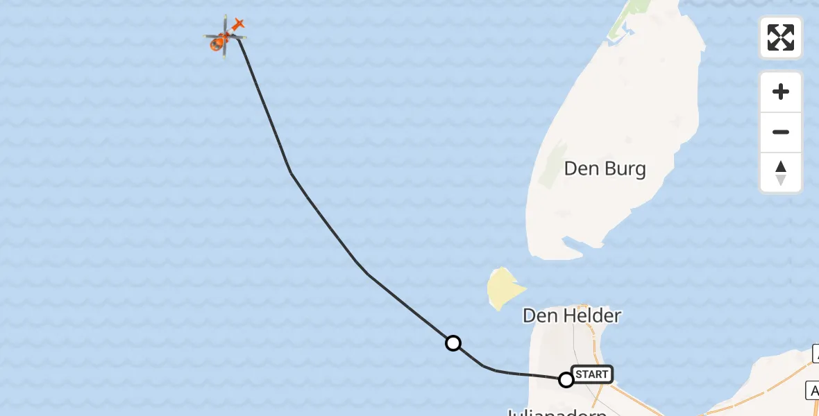 Vluchtroute Kustwachthelikopter Vliegveld De Kooy - , 13 september 2025, 07:58
