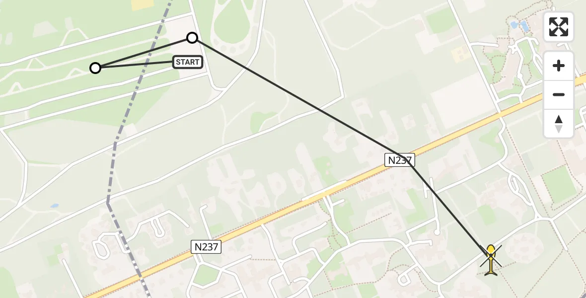 Routekaart van de vlucht: Politieheli naar Amersfoort, Utrechtseweg