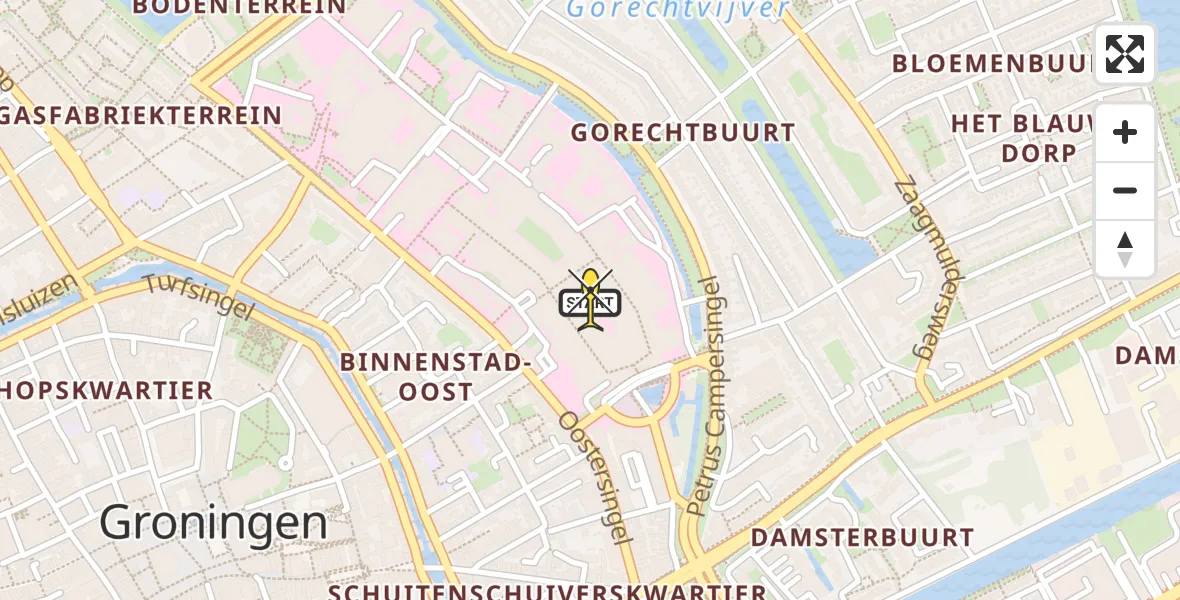 Routekaart van de vlucht: Lifeliner 4 naar Universitair Medisch Centrum Groningen, Poortweg