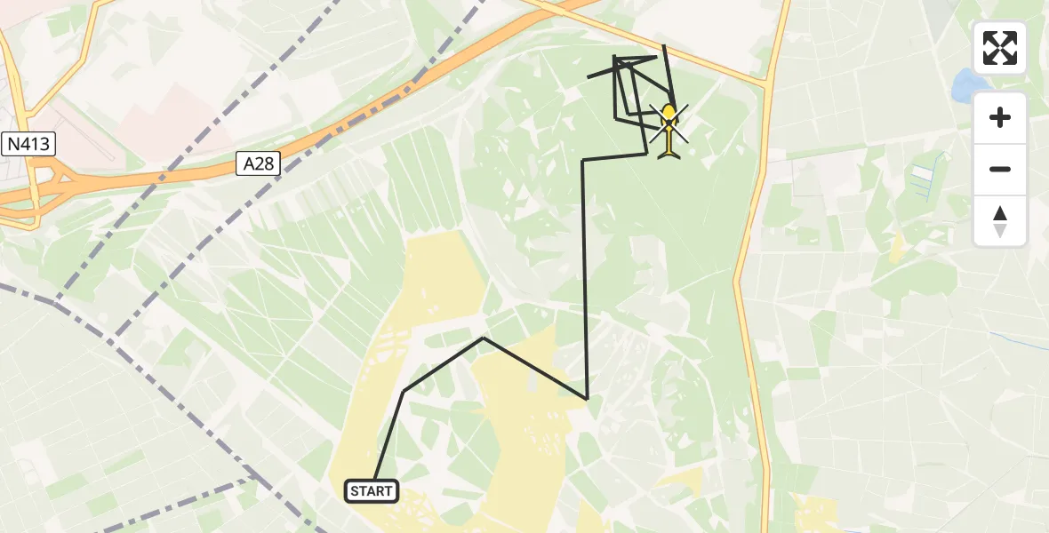 Routekaart van de vlucht: Politiehelikopter naar Leusden, Kolonel H.L. van Royenweg