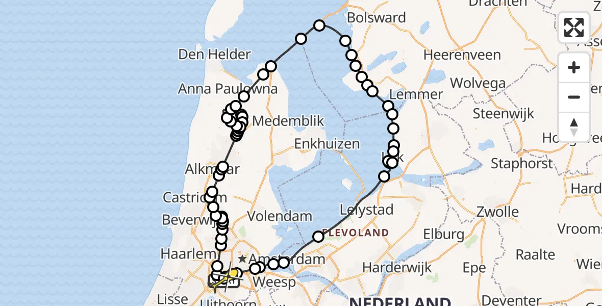 Vluchtroute Politiehelikopter van Schiphol naar Schiphol