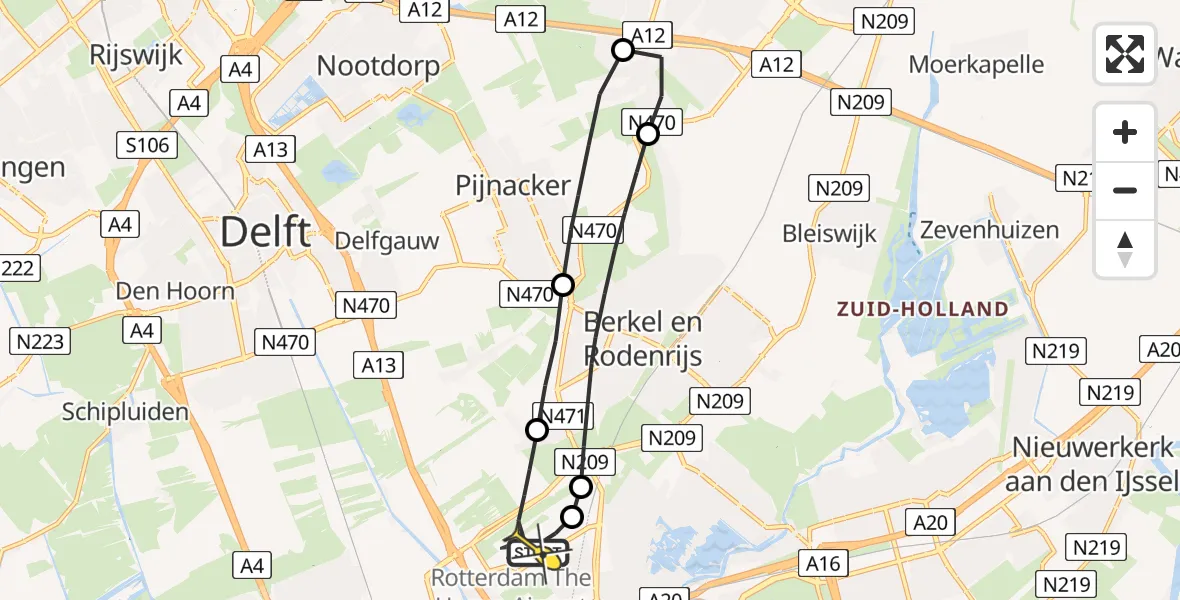 Routekaart van de vlucht: Lifeliner 2 naar Rotterdam The Hague Airport, A16 Rotterdam