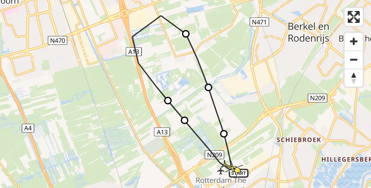 Routekaart van de vlucht: Lifeliner 2 naar Rotterdam The Hague Airport, Zuideindseweg