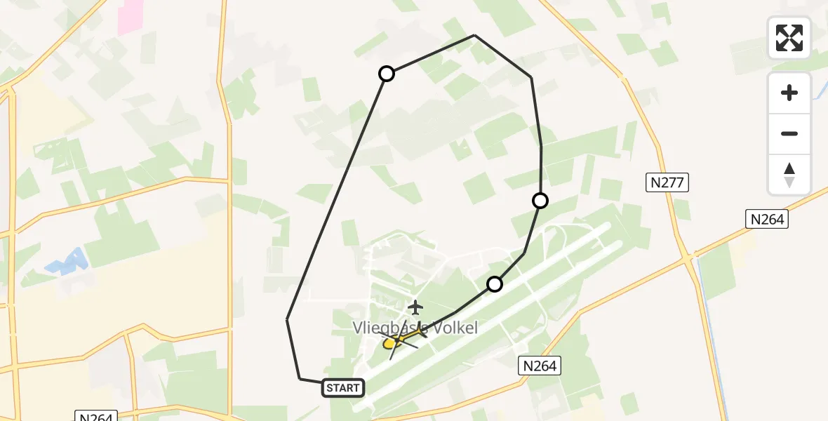 Routekaart van de vlucht: Lifeliner 3 naar Vliegbasis Volkel, Zeelandsedijk