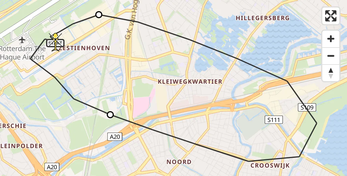 Routekaart van de vlucht: Lifeliner 2 naar Rotterdam The Hague Airport, Van der Duijn van Maasdamweg