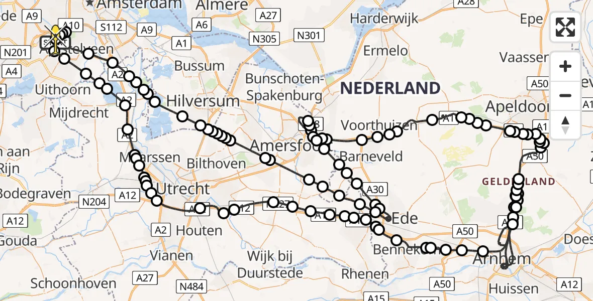 Routekaart van de vlucht: Politieheli naar Schiphol, Kraayveldstraat