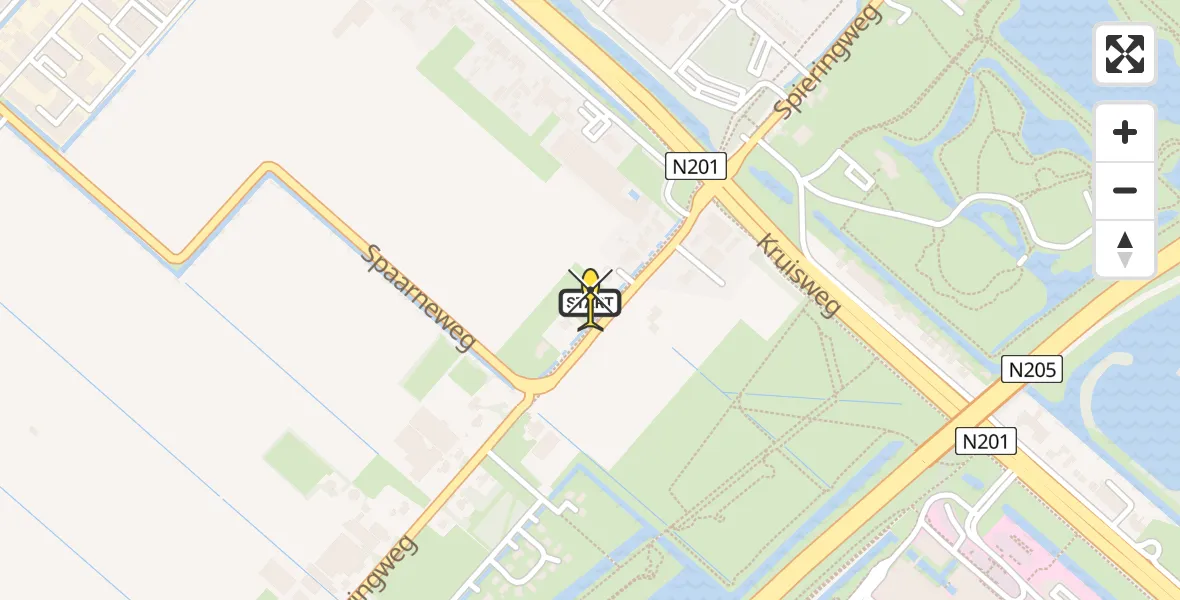 Routekaart van de vlucht: Lifeliner 1 naar Zwaanshoek, Spieringweg