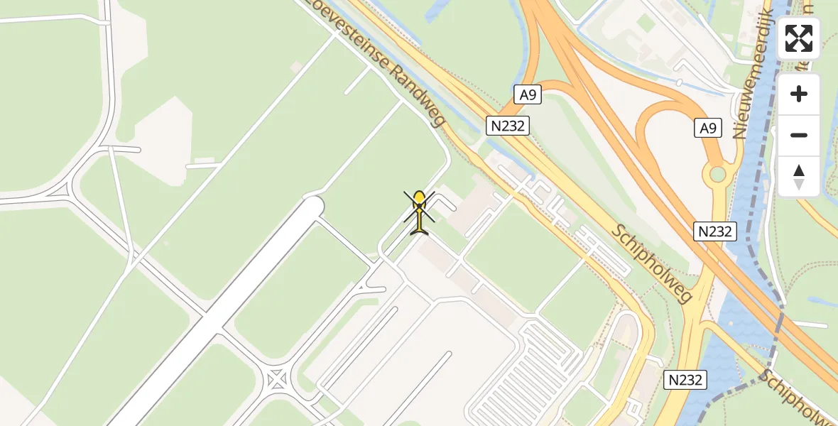 Routekaart van de vlucht: Politieheli naar Schiphol