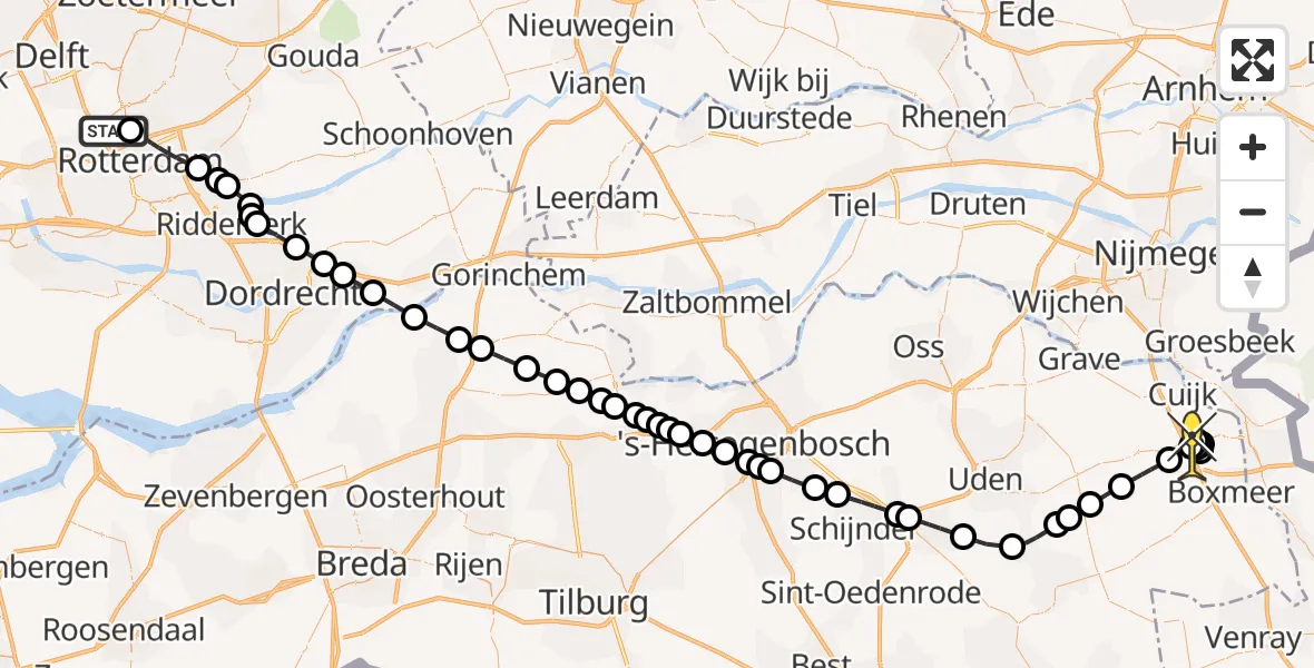Routekaart van de vlucht: Lifeliner 2 naar Haps, Malpensabaan