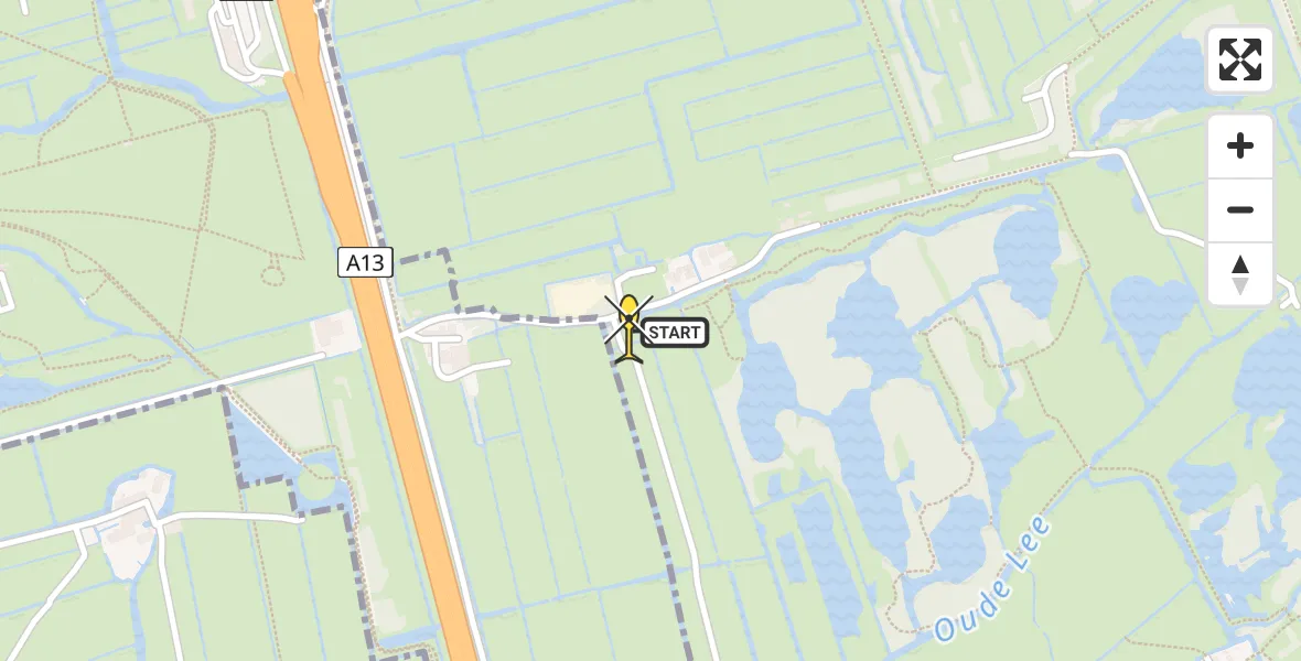 Routekaart van de vlucht: Lifeliner 2 naar Delfgauw, Ackersdijkseweg