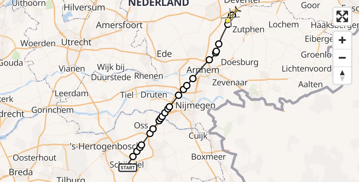Routekaart van de vlucht: Lifeliner 3 naar Voorst, Monseigneur Zwijsenstraat