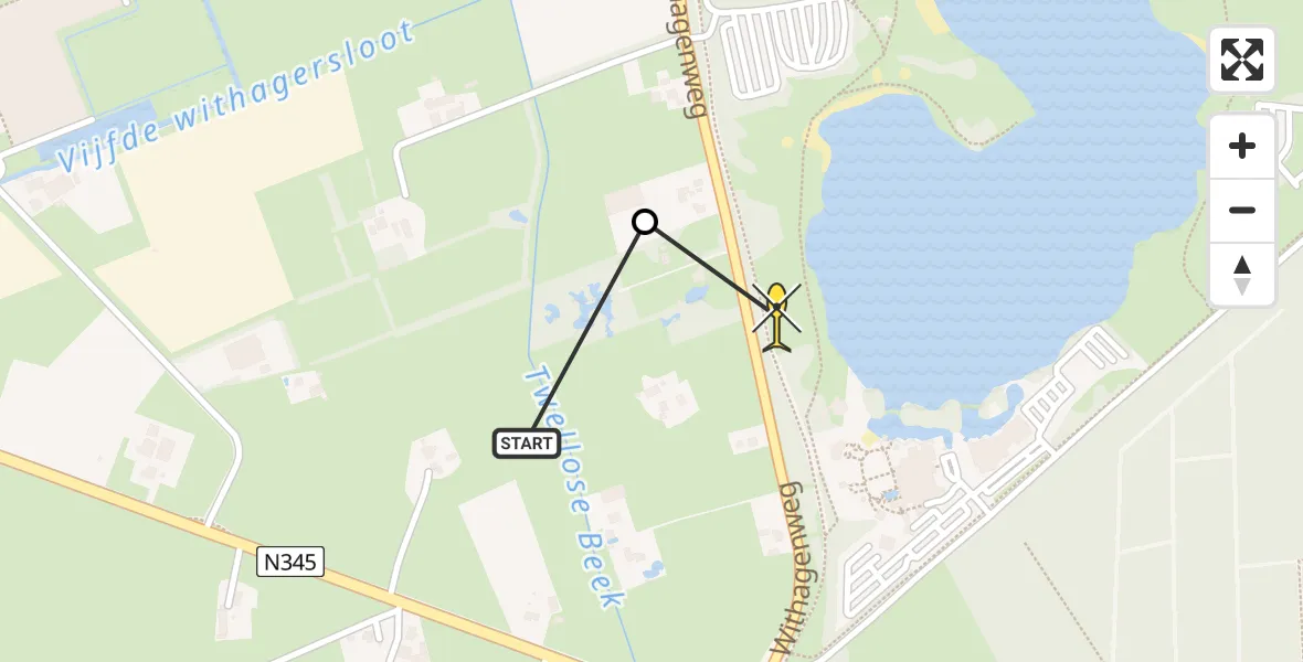Routekaart van de vlucht: Lifeliner 3 naar Wilp, Withagenweg