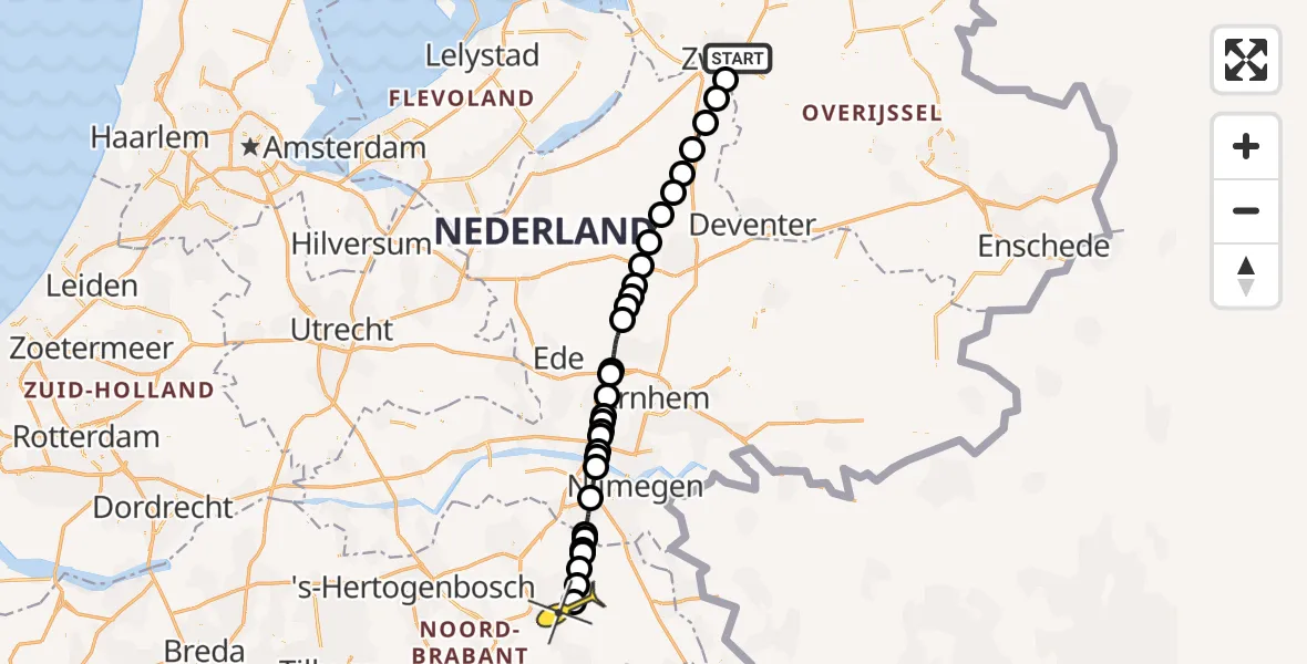 Routekaart van de vlucht: Lifeliner 3 naar Vliegbasis Volkel, Assendorperdijk