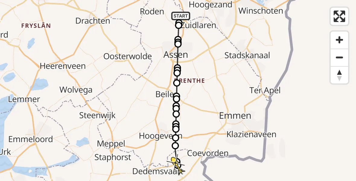 Routekaart van de vlucht: Lifeliner 4 naar Lutten, Moespot
