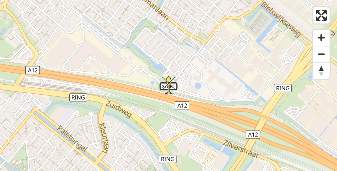 Routekaart van de vlucht: Lifeliner 2 naar Zoetermeer, Rokkeveenseweg