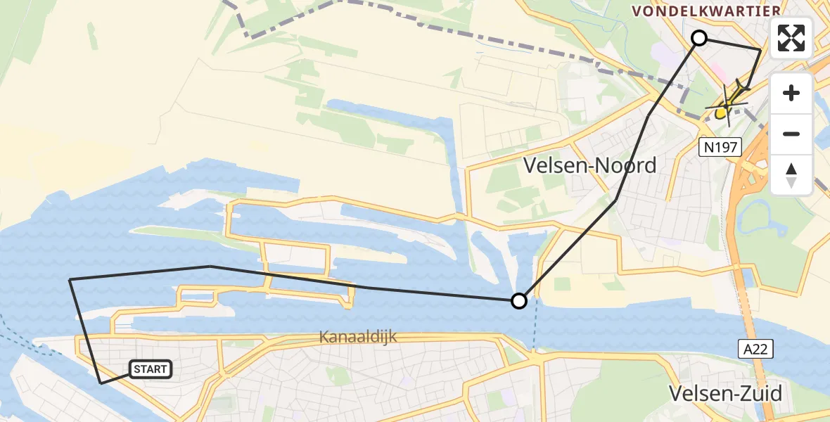 Routekaart van de vlucht: Lifeliner 1 naar Beverwijk, Middenbuitentoeleidingskanaal