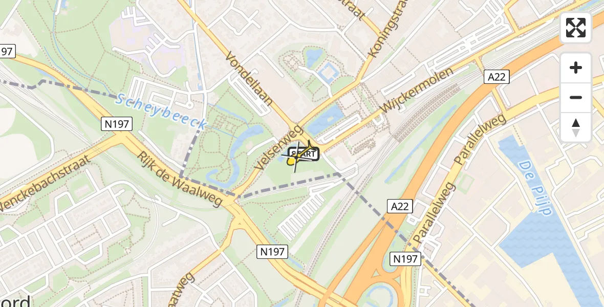 Routekaart van de vlucht: Lifeliner 1 naar Beverwijk, Halve Maan