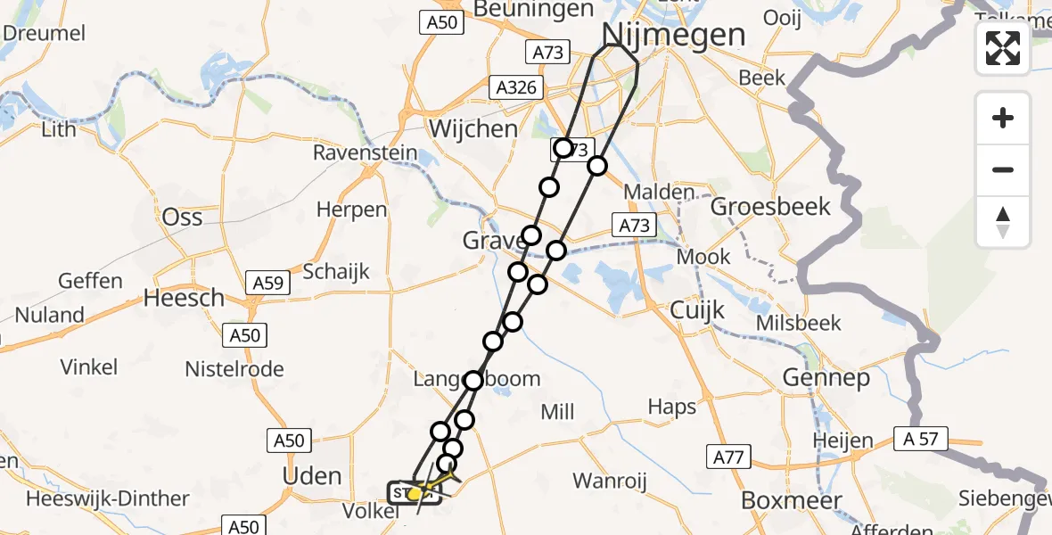 Routekaart van de vlucht: Lifeliner 3 naar Vliegbasis Volkel, Houtvennen