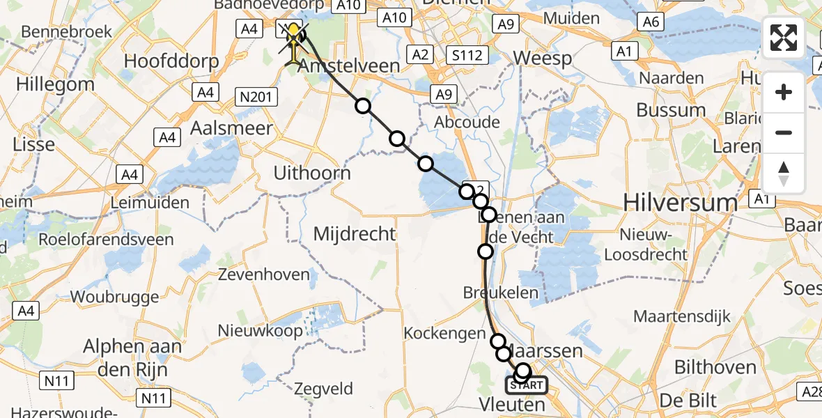 Routekaart van de vlucht: Politiehelikopter naar Schiphol, Thermiekstraat
