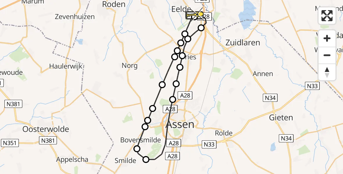 Routekaart van de vlucht: Lifeliner 4 naar Groningen Airport Eelde, Vissersweg