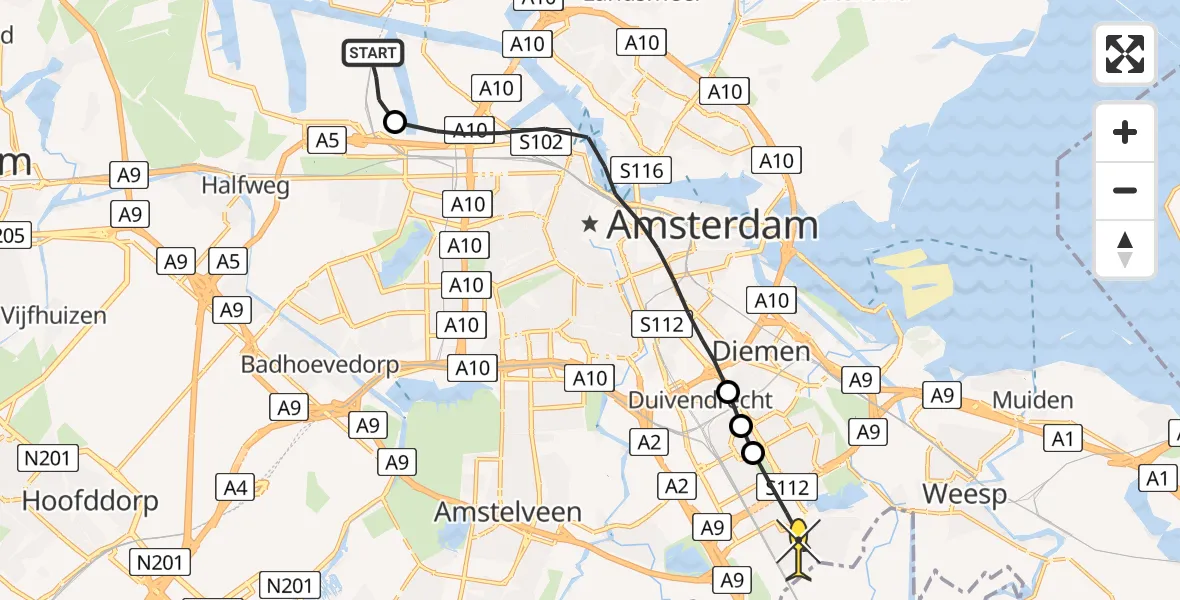Routekaart van de vlucht: Lifeliner 1 naar Amsterdam, Maltaweg