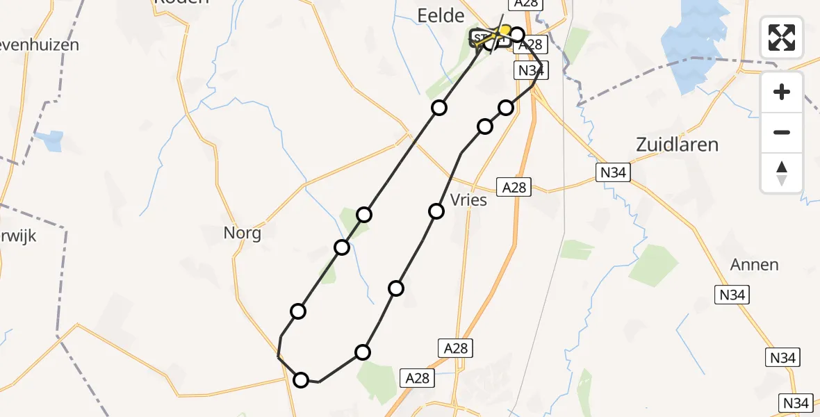Routekaart van de vlucht: Lifeliner 4 naar Groningen Airport Eelde, Moespot