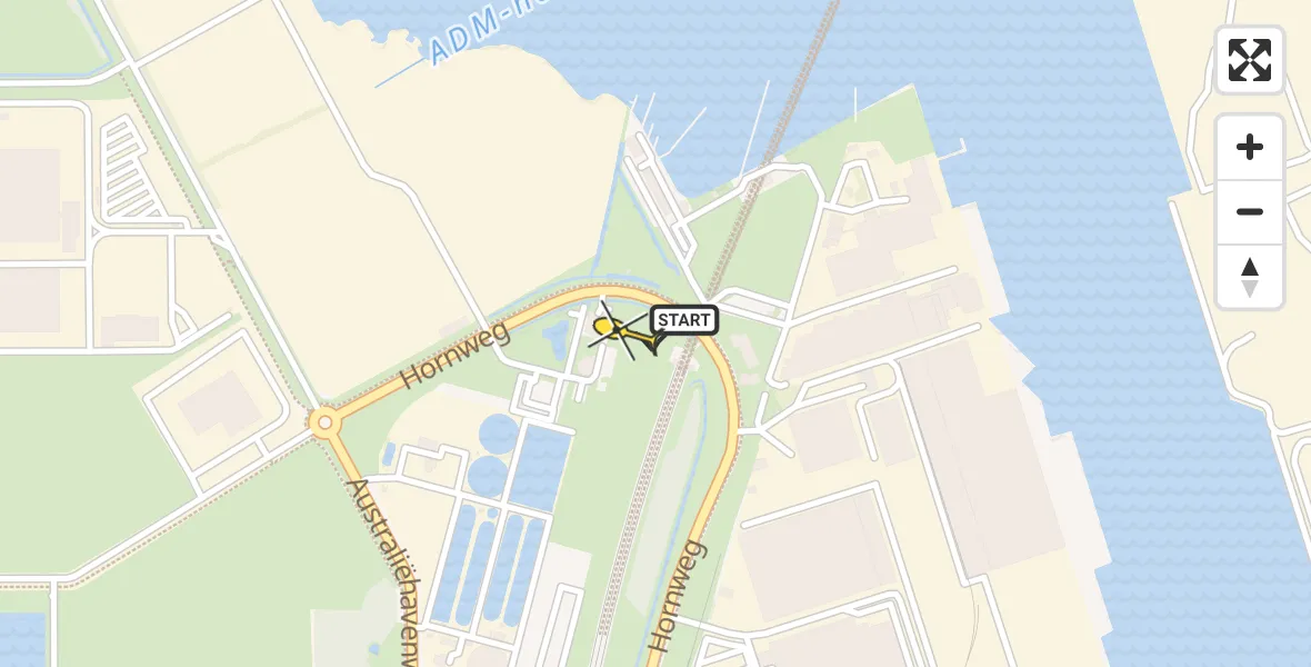 Routekaart van de vlucht: Lifeliner 1 naar Amsterdam Heliport, Hornweg
