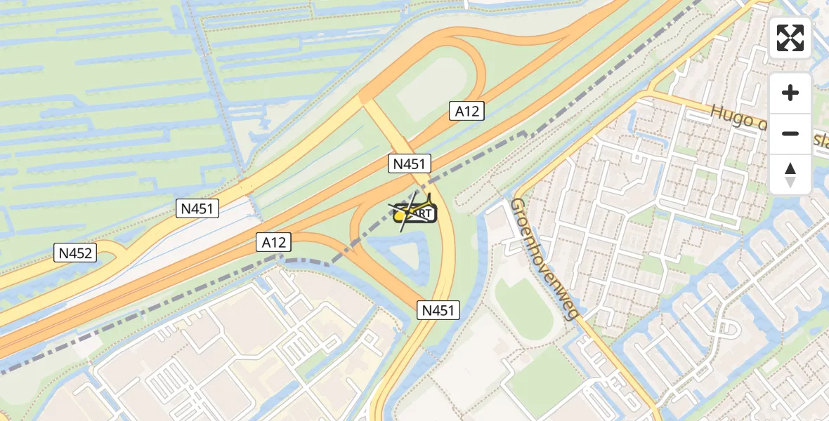 Routekaart van de vlucht: Lifeliner 2 naar Gouda, Goudse Poort