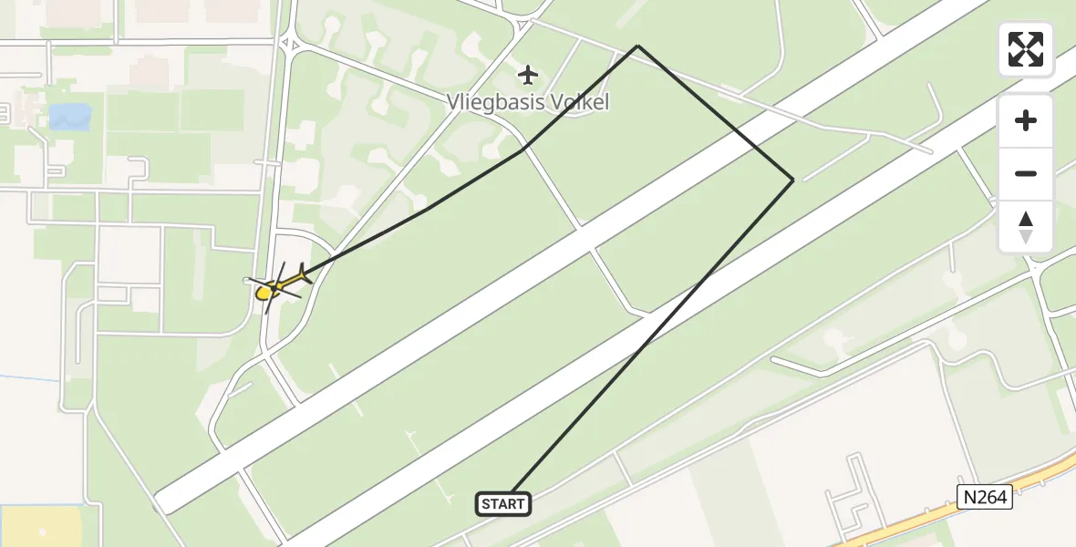 Routekaart van de vlucht: Lifeliner 3 naar Vliegbasis Volkel, Zeelandsedijk