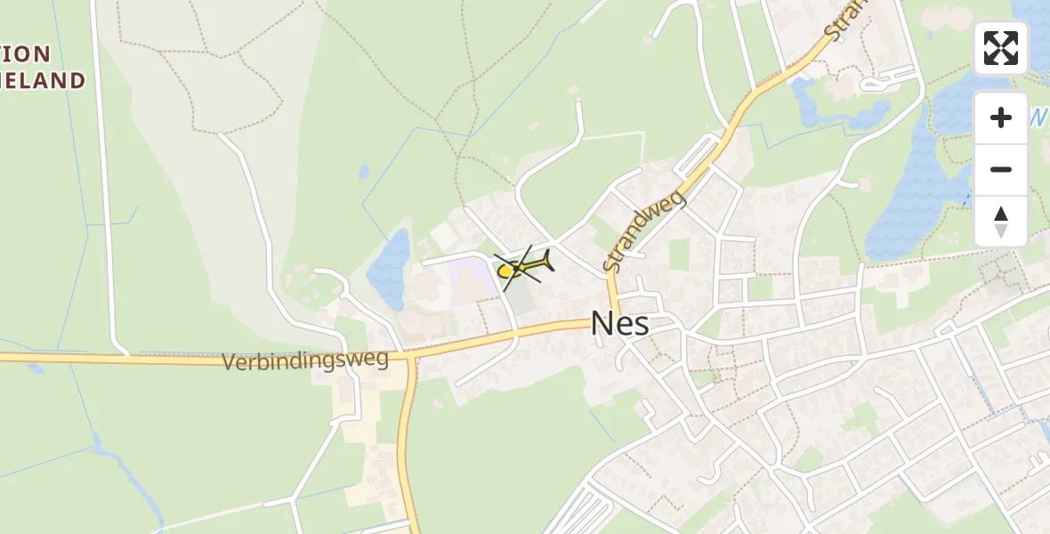 Routekaart van de vlucht: Ambulanceheli naar Nes