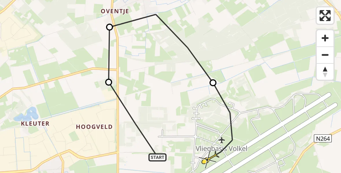 Routekaart van de vlucht: Lifeliner 3 naar Vliegbasis Volkel, Boekelsedijk