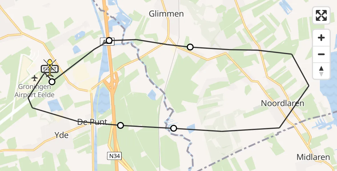 Routekaart van de vlucht: Lifeliner 4 naar Groningen Airport Eelde, Homsteeg