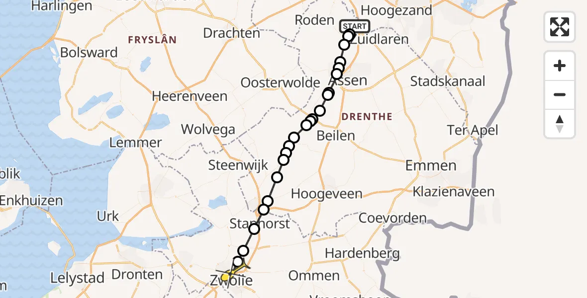 Routekaart van de vlucht: Lifeliner 4 naar Zwolle, Vissersweg