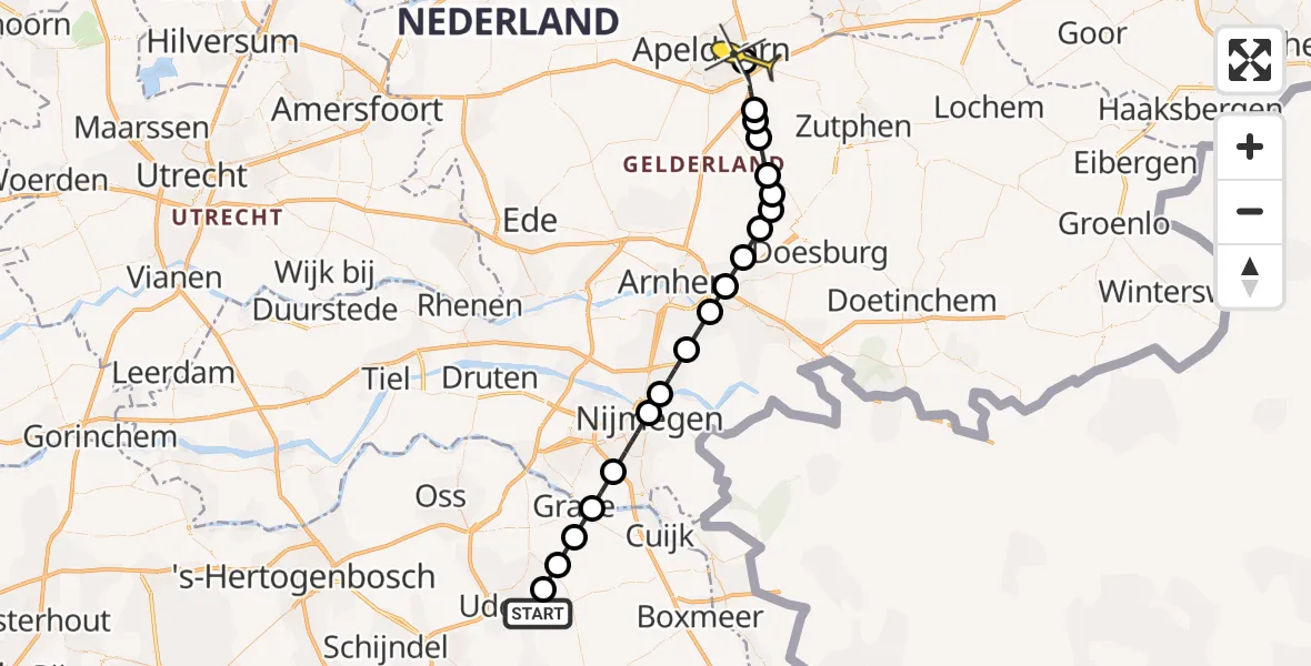 Routekaart van de vlucht: Lifeliner 3 naar Apeldoorn, Houtvennen