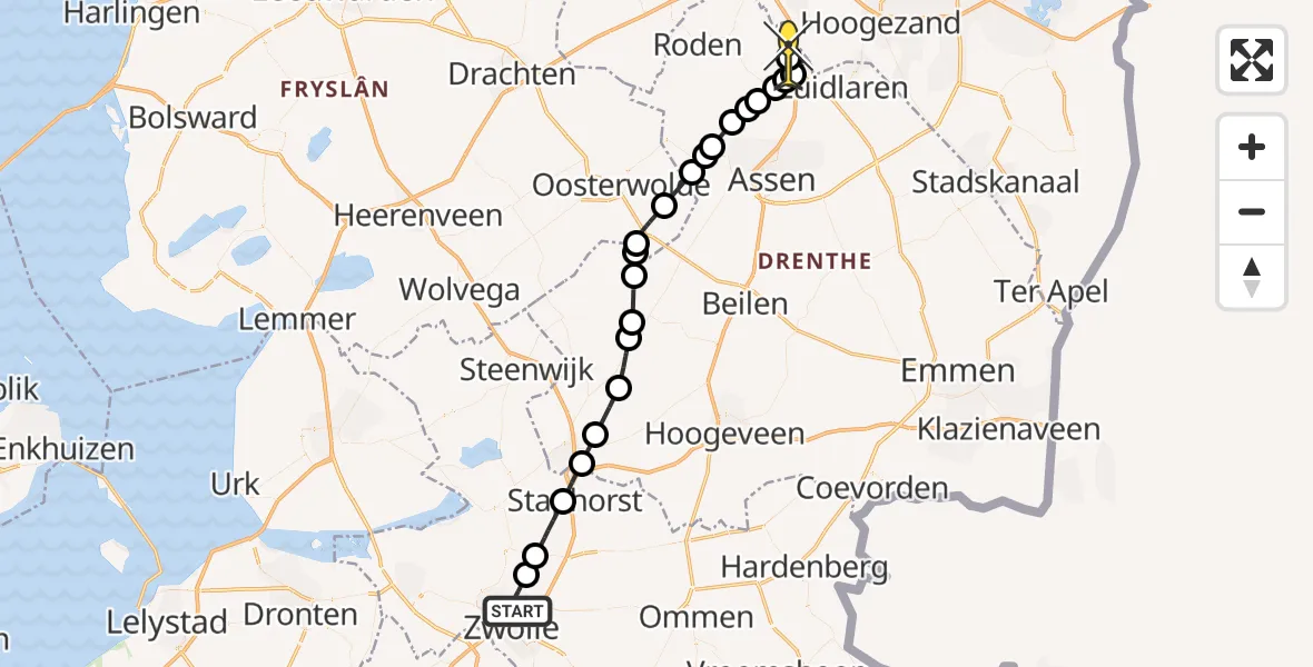 Routekaart van de vlucht: Lifeliner 4 naar Groningen Airport Eelde, Zoom