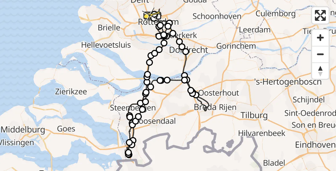 Routekaart van de vlucht: Politiehelikopter naar Rotterdam The Hague Airport, Van der Duijn van Maasdamweg