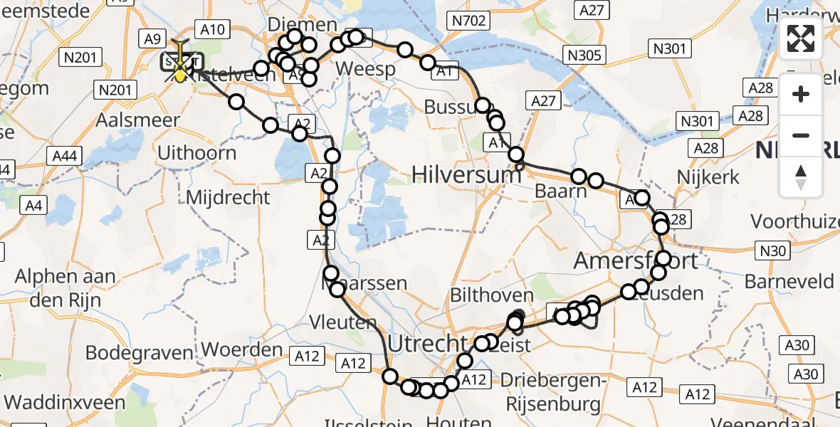 Routekaart van de vlucht: Politieheli naar Schiphol, Kajuitstraat