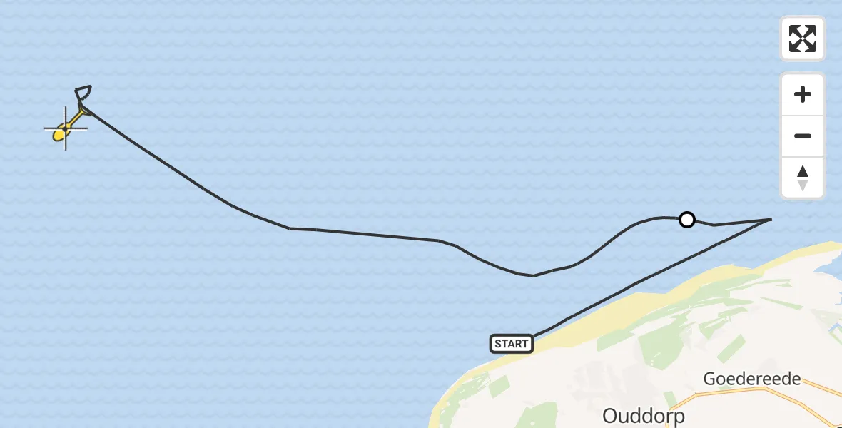 Routekaart van de vlucht: Kustwachthelikopter naar Dijk Het Flaauwe Werk