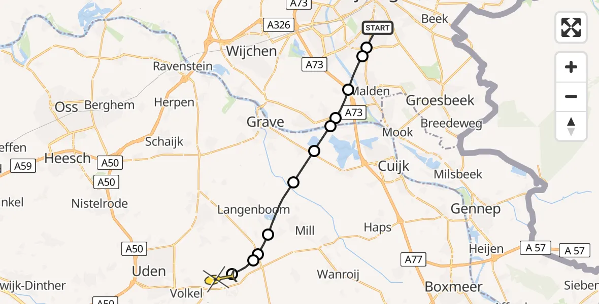 Routekaart van de vlucht: Lifeliner 3 naar Vliegbasis Volkel, St. Annastraat