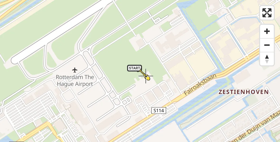 Routekaart van de vlucht: Politieheli naar Rotterdam The Hague Airport, Fairoaksbaan