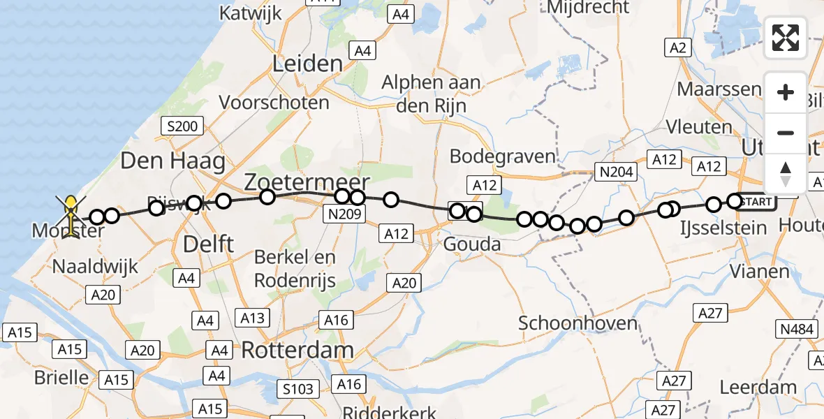 Routekaart van de vlucht: Lifeliner 2 naar Monster, Landmansweide