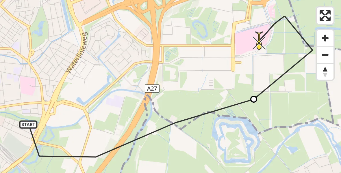 Routekaart van de vlucht: Lifeliner 1 naar Universitair Medisch Centrum Utrecht, Veld H4