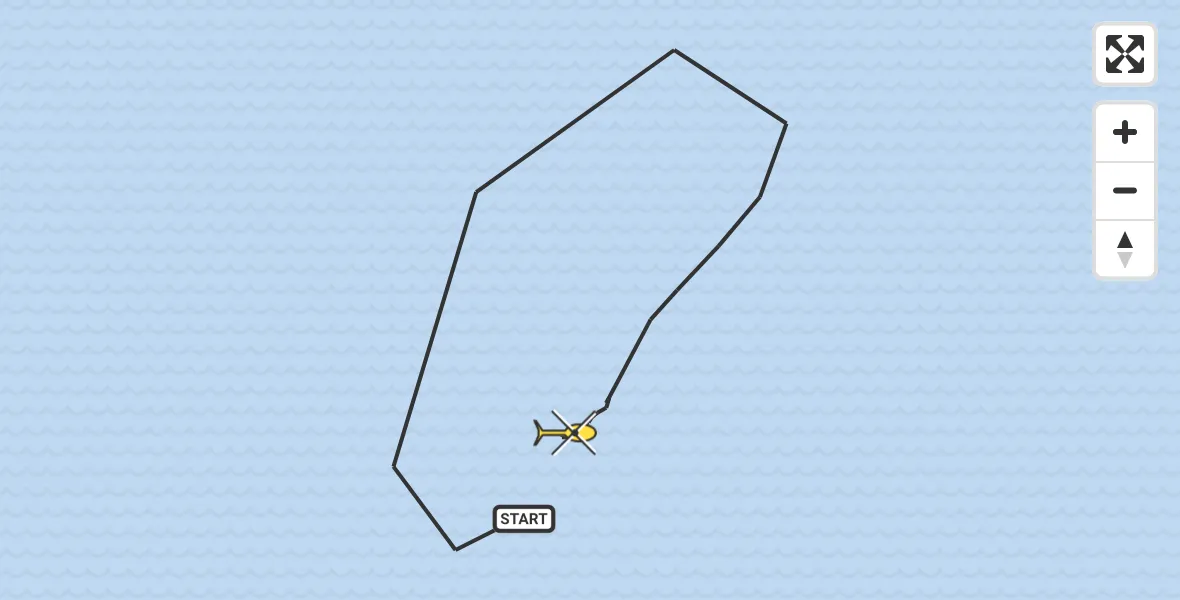 Routekaart van de vlucht: Kustwachthelikopter naar Wieringerwerf