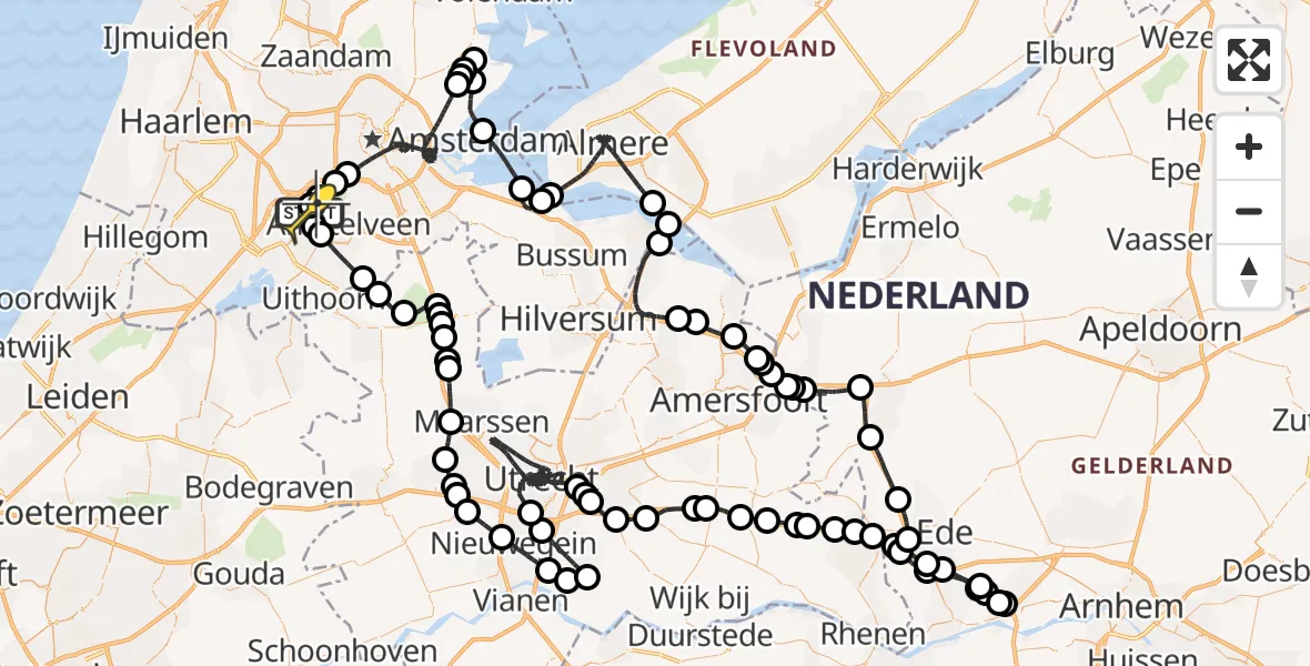 Routekaart van de vlucht: Politieheli naar Schiphol, Voltweg