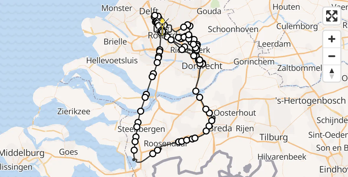 Routekaart van de vlucht: Politieheli naar Rotterdam The Hague Airport, Achterdijk