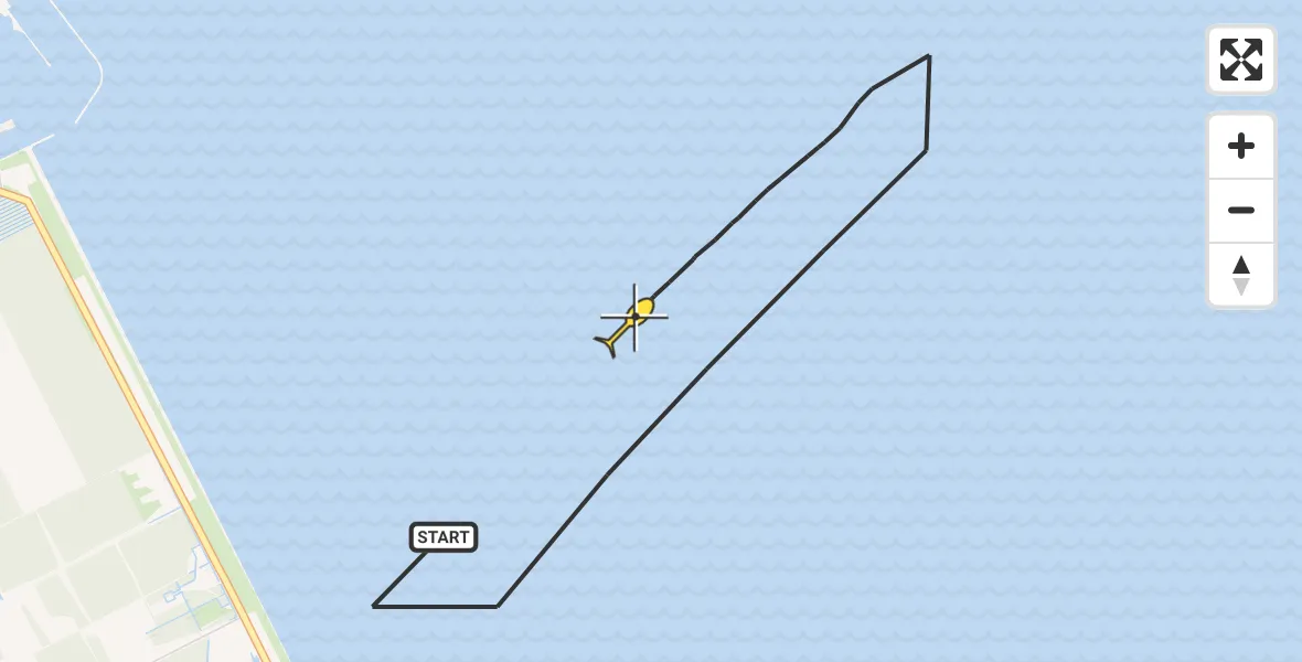 Routekaart van de vlucht: Kustwachthelikopter naar Wieringerwerf