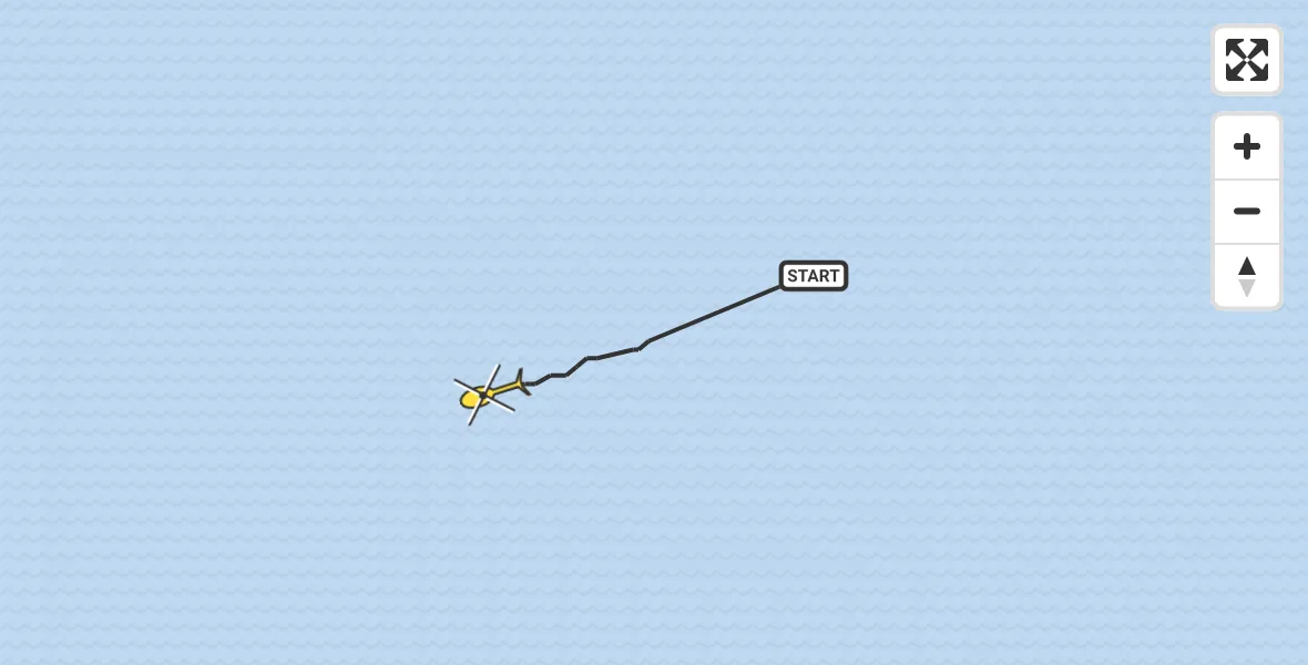 Routekaart van de vlucht: Kustwachthelikopter naar Harlingen, Vaarwater beoosten de Javaruggen