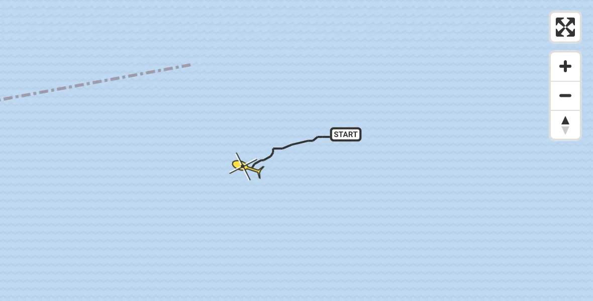 Routekaart van de vlucht: Kustwachthelikopter naar Harlingen, Vaarwater beoosten de Javaruggen